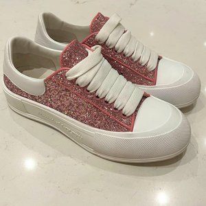 Alexander McQueen Sneakers Pink Glitter: Like New!